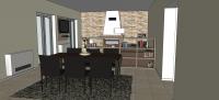 3D-Raumplanung von einem Wohnzimmer - Ansicht von dem Ess- und Relaxraum