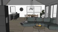 Progetto 3D open space - vista divano