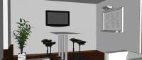 3D-Büroraumplanung - Ansicht von dem Relaxraum - Detail von dem Hochtisch
