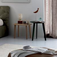 Icaro moderner Nachttisch aus Holz, erhältlich rund mit 3 Beinen oder rechteckig mit 4 Beinen