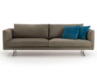 Lineares Sofa Jude bezogen in Leder Nabuk Farbe seppia
