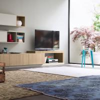 Plan C-Element für Wohnzimmer. Seitenplatte und obere Platte aus Fashion Wood in der Farbe Hanf