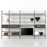 Bücherregal in Aluminium zusammensetzbar in Betis Design und Wandmontage