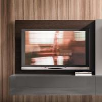 Pannello porta TV con passacavi Plan in fashion wood rovere carbone