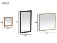 Alle verfügbaren Größen von Spiegeln mit Wide-Rahmen. Jeweils konfigurierbar in verschiedenen Ausführungen