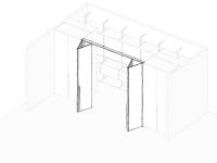 Skizze des Einbauschranks Lounge Linear - beachten Sie den an den Seiten- und Deckenschränken angebrachten Rahmen