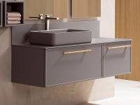 Frame Aufsatzwaschbecken Waschtischunterschrank, der mit anderen Frame Unterschränken kombiniert werden kann, um originelle hängende oder stehende Kompositionen zu schaffen