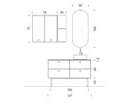 Bodenstehender Badezimmerschrank 120 cm N106 Frame - Diagramme und Abmessungen der gesamten Zusammensetzung