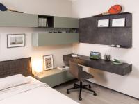 Plan-Wohnzimmer-Unterschrank mit Schubladen und integrierter Einzelplatte als Arbeitsbereich in einem Schlafzimmer-Set