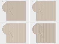 Beispiele für die Verarbeitung der Türen von Lounge-Schränken, die sich auch an den Seiten und Rückwänden für hinterlackierte Zusammenstellungen wiederholen