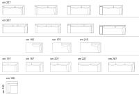 Sofa Antibes - zusammenfassendes Schema der Eck-Elemente, Eck-Elemente mit Hocker und ohne Armlehnen und quadratischer Ecke