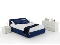 Doppelbett Sirio aus blauem Stoff