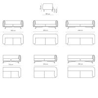 Sofa Saddle von Bonaldo - Modell und Maße der linearen Elemente und der Endteile
