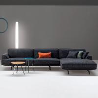 Slab Plus modernes Sofa mit Chaiselongue aus Leder oder Stoff von Bonaldo