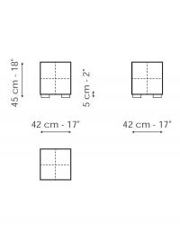 Quadratisch gesteppter Hocker Squaring von Bonaldo - Maßzeichnung