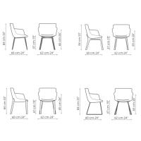 Artika kl. Sessel von Bonaldo (von oben nach unten, von links nach rechts) - Beine aus Metall, aus Holz, gepolsterte Beine, Kufengestell