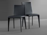 Eleganter und moderner Stuhl Filly ohne Armlehnen, gepolstert mit Leder