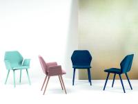 Stuhl für das Wohnzimmer Cloe verfügbar mit oder ohne Armlehnen, mit glattem oder gestepptem Bezug