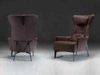 Bergère Designer Sessel Mia mit Bezug aus Leder und Struktur aus Metall