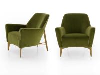 Eleganter Lounge-Sessel Eve aus grünem Azimut-Samt 505