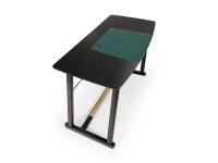 Schreibtisch Golia aus schwarzem Eichenholz mit Unterlage aus Leder Tuscania
