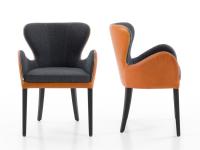 Vorder- und Seitenansicht des Elektra-Stuhls aus Leder und Stoff