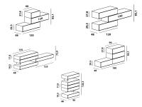 Modulare Schubladen-Elemente von Mason mit Griffmulde - Kompositionsbeispiele, die mit den Elementen des Katalogs nachgebaut werden können