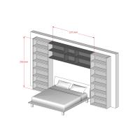 Almond Regal mit Überbauschrank mit Doppelbett (Säule 93 cm + Überbauschrank 237 cm + Säule 93 cm)