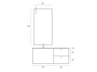 Aufbau und Maße von Waschtischunterschrank und Spiegel N96