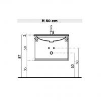 Badezimmerschrank mit seitlich offenem Unterschrank N112 Atlantic - Anordnung der Abläufe in Bezug auf Waschbecken und Unterschränke