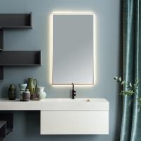 Pixi 70 H.120 cm rechteckiger Badezimmerspiegel mit kupferfarbenem Rahmen und LED-Beleuchtung auf 4 Seiten