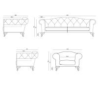 Modell und Maße - Sofa / Sessel George von Cantori