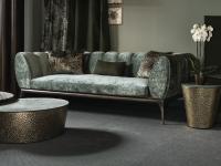 3-Sitzer-Sofa Iseo von Cantori aus dunkelgrünem Bellagio-Samt mit Gestell aus patinierter Bronze