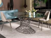Mondrian Tisch von Cantori mit skulpturalem Ringfuß und transparenter Glasplatte