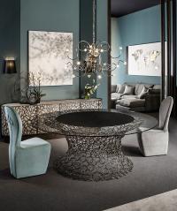 Mondrian runder Tisch mit Ø 180 cm Platte mit optionalem Lazy Susan Drehtablett