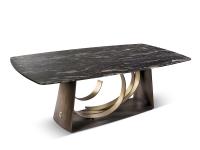 Fester Tisch mit gebogenem Metallsockel Rodin von Cantori mit Marmortonnenplatte
