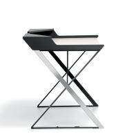 Qwerty Schreibtisch mit Platte aus Kernleder von Cattelan - Struktur in Stahl gestrichen graphit