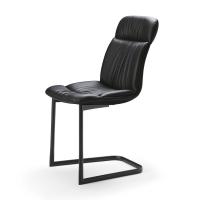 Freischwinger Stuhl Kelly Cantilever mit schwarzem Leder bezogen