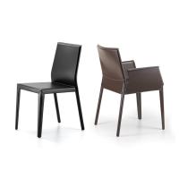 Margot moderner Stuhl mit Kontrastnähten, mit und ohne Armlehnen