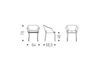 Maßskizze Stuhl und Sessel Zuleika von Cattelan