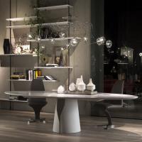Giano moderner Tisch mit Platte in Marmor Carrara weiß matt von Cattelan