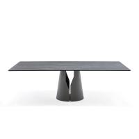 Frontalansicht von Giano modernem Tisch mit rechteckiger Tischplatte aus Keramik Stein von Cattelan 