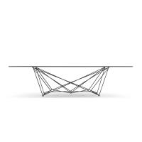 Frontalansicht von Gordon Tisch von Cattelan mit Untergestell aus Stahlstäben