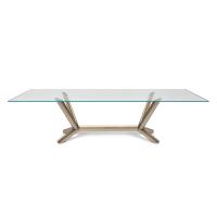 Rechteckiger Tisch Planer von Cattelan mit Tischplatte in Kristallglas extrahell transparent mit abgeschrägten Kanten