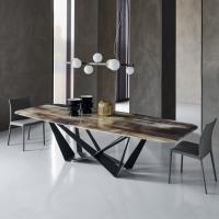 Designer Tisch für das Wohnzimmer Skorpio von Cattelan mit Tischplatte in Kristall CrystalArt CY02