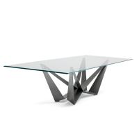 Skorpio rechteckiger Tisch mit Tischplatte aus Glas