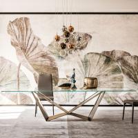 Skorpio Tisch für das Wohnzimmer mit Kristallglasplatte