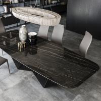 Skorpio Tisch mit Keramiksteinplate glänzender Portoro Marmo