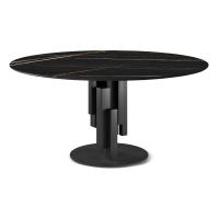 Designer Tisch von Cattelan Skyline mit Tischplatte in Keramikstein Effekt Marmor Sahara Noir