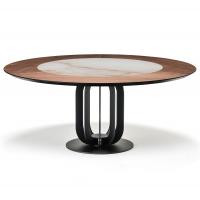 Tisch Soho mit Platte in Holzessenz mit Keramikeinsatz in der Mitte